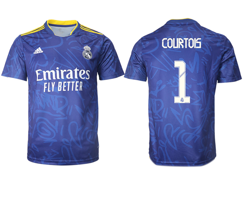 Men 2021-2022 Club Real Madrid away aaa version blue #1 Soccer Jersey